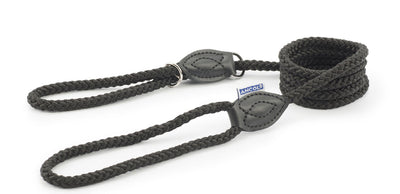 Ancol Heritage Rope Slip & Control Lead Combi Black 12mm X1m